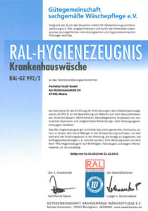 RAL Zertifikat Krankenhauswäsche